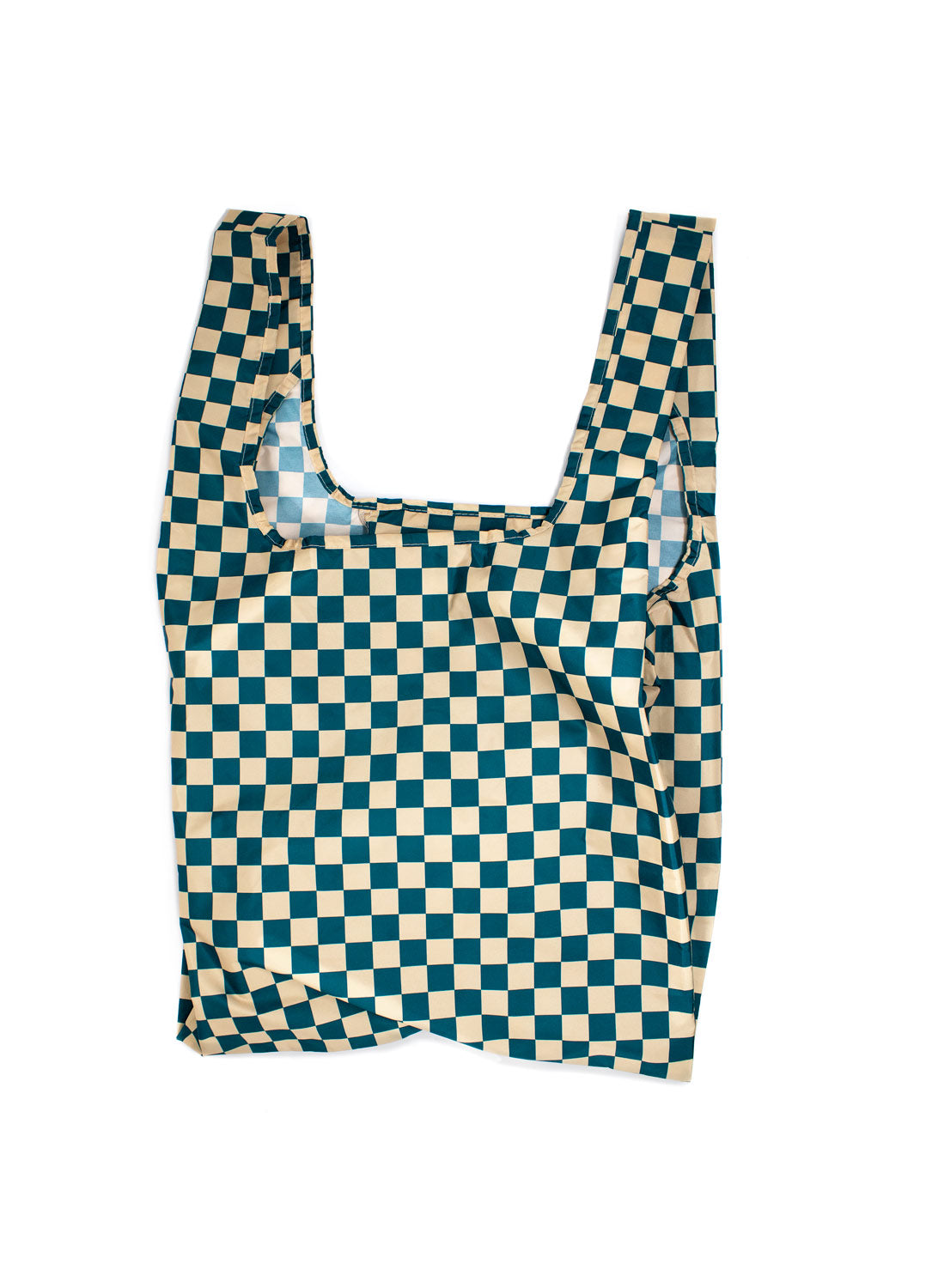 Kind Bag Recycled Plastic Reusable Bag Checkerboard Teal & Beige Singapore