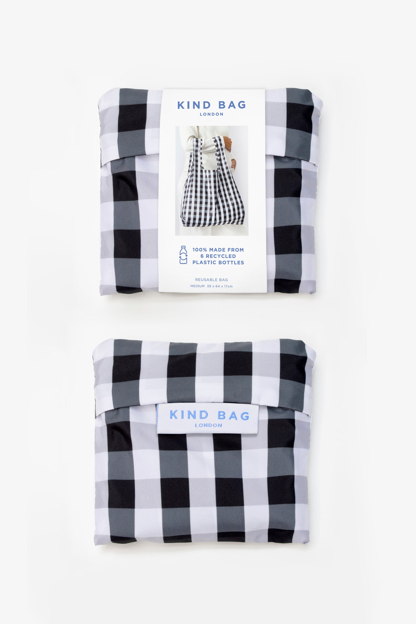 Kind Bag Recycled Plastic Reusable Bag Gingham Singapore