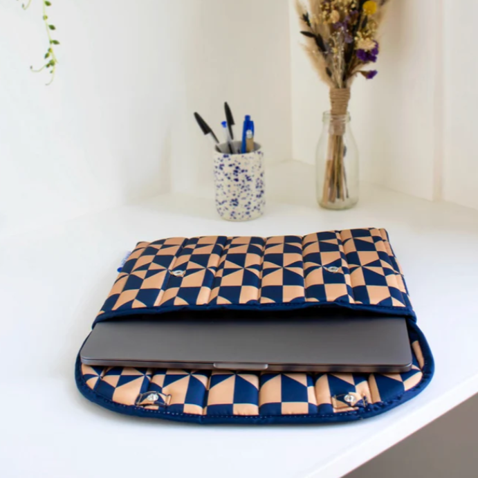 Kind Bag Recycled Plastic Laptop Sleeve Navy Coffee Singapore