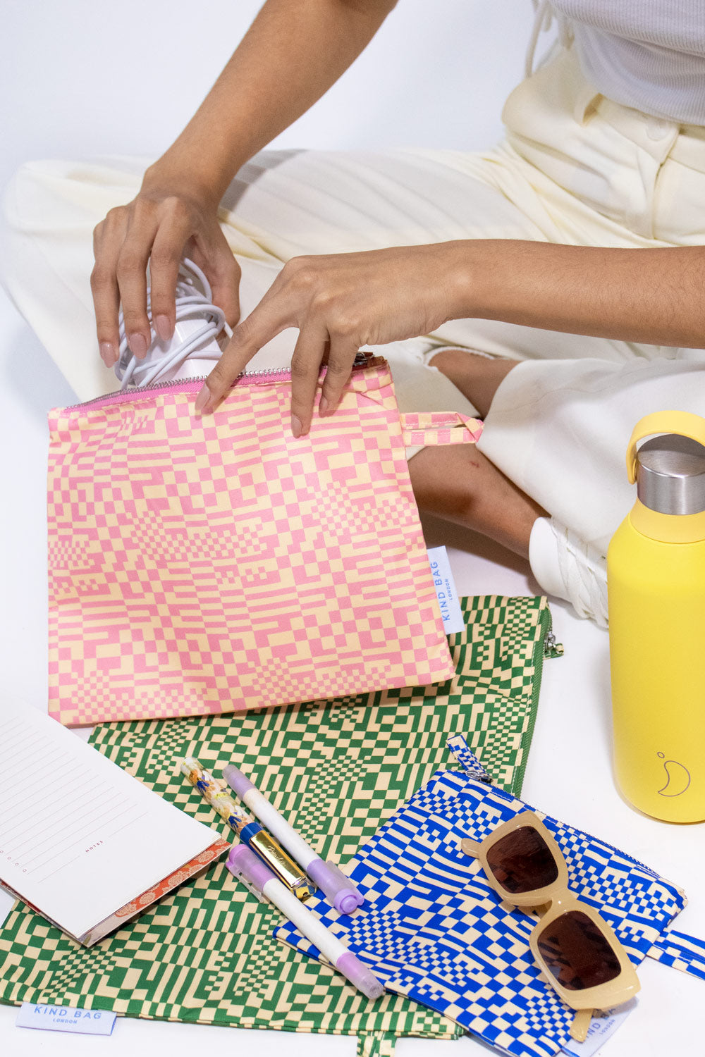 Kind Bag Recycled Plastic Pouch Trippy Checkerboard Singapore