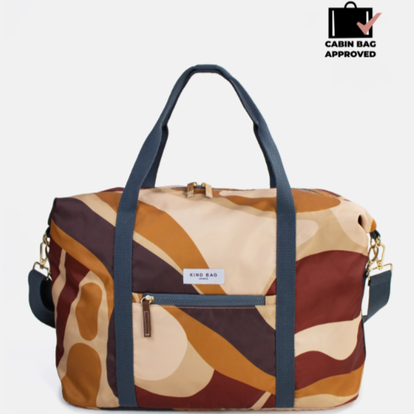 Kind Bag Recycled Plastic Weekender Travel Bag Abstract Caramel Singapore
