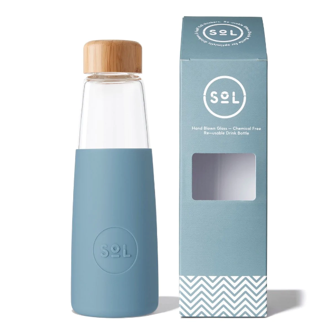 Borosilicate Glass Bottle Mini SoL Bottle 410ml Singapore Blue Stone