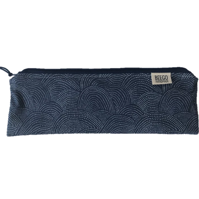 Travel Bamboo Cutlery Pouch Set Blue Dots Singapore