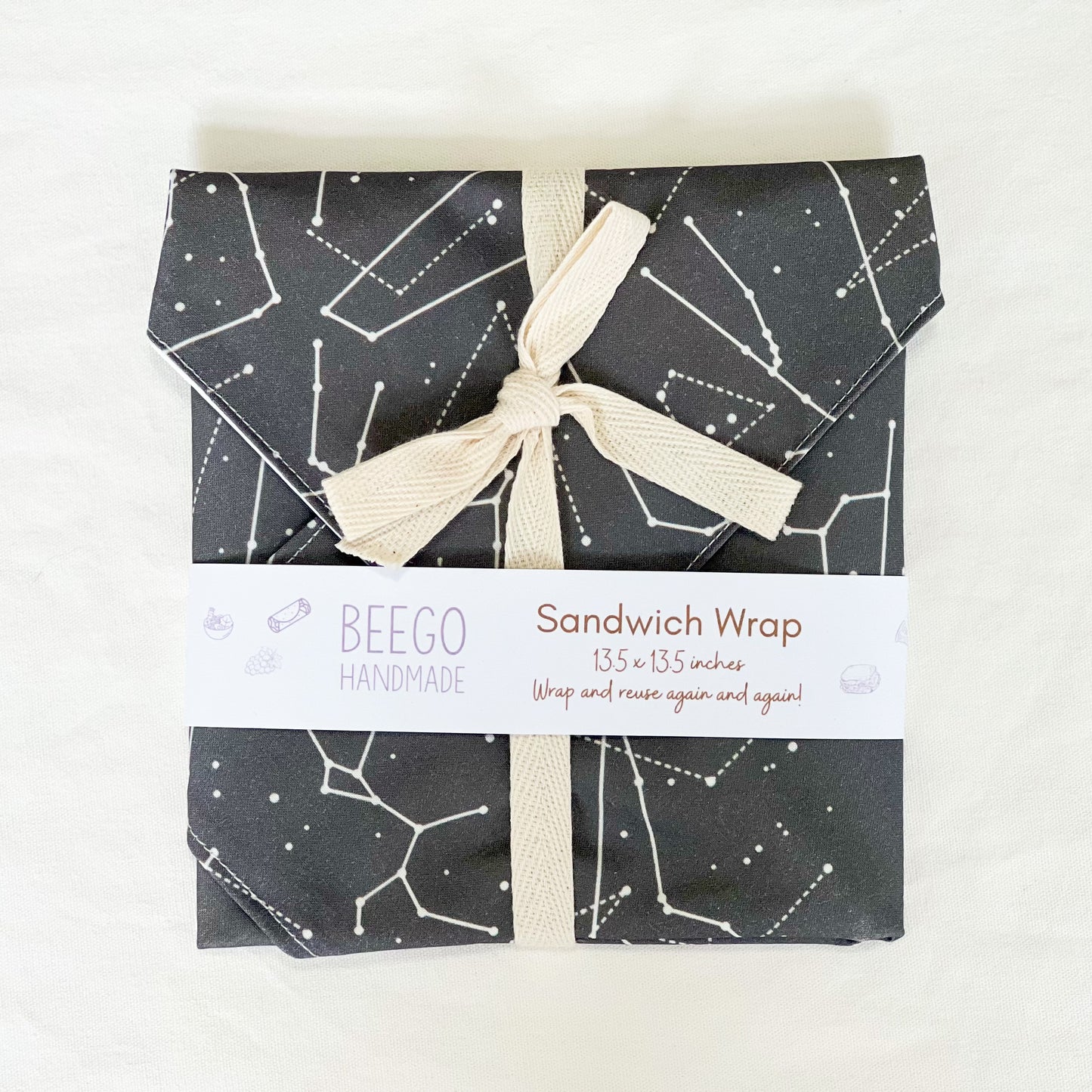 Beego Handmade Sandwich Wrap Grey Constellations Singapore