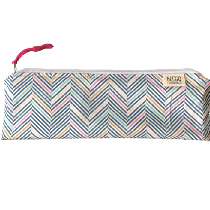 Travel Bamboo Cutlery Pouch Set Herringbone Singapore