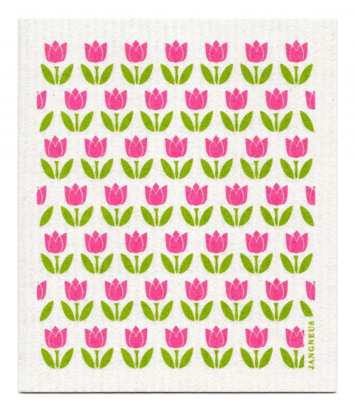 Swedish Dishcloth Pink Tulips