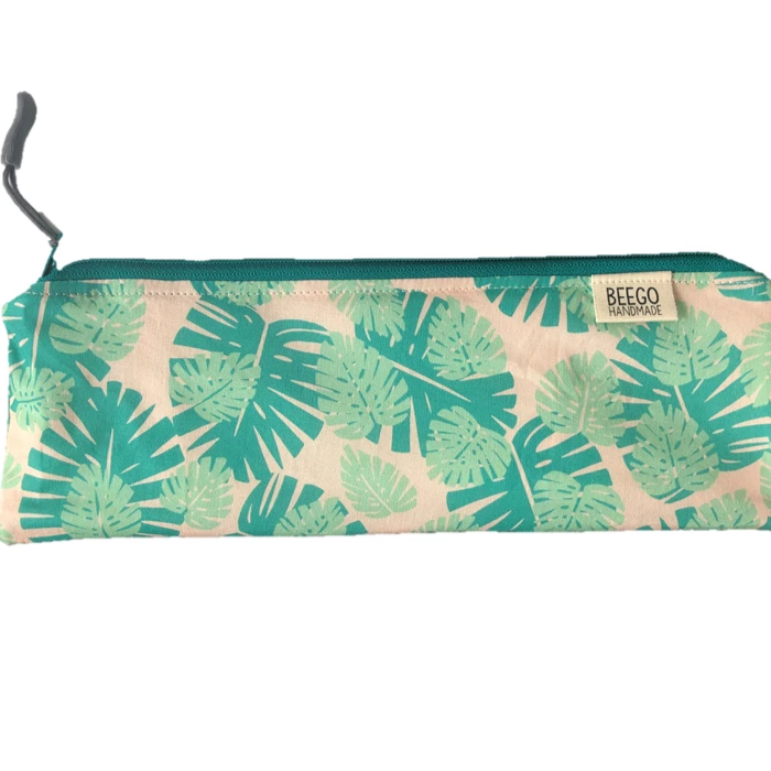 Travel Bamboo Cutlery Pouch Set Monsterra Leaf Singapore