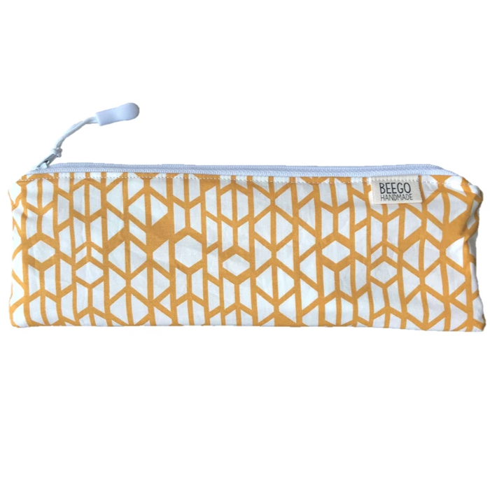 Travel Bamboo Cutlery Pouch Set Mustard Abstract Singapore