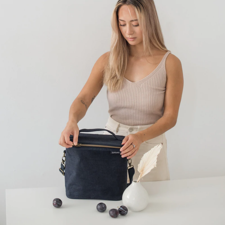 SoYoung Insulated Lunch Bag Navy Linen Singapore