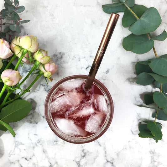 Rose Gold Straw with Straw Cleaner