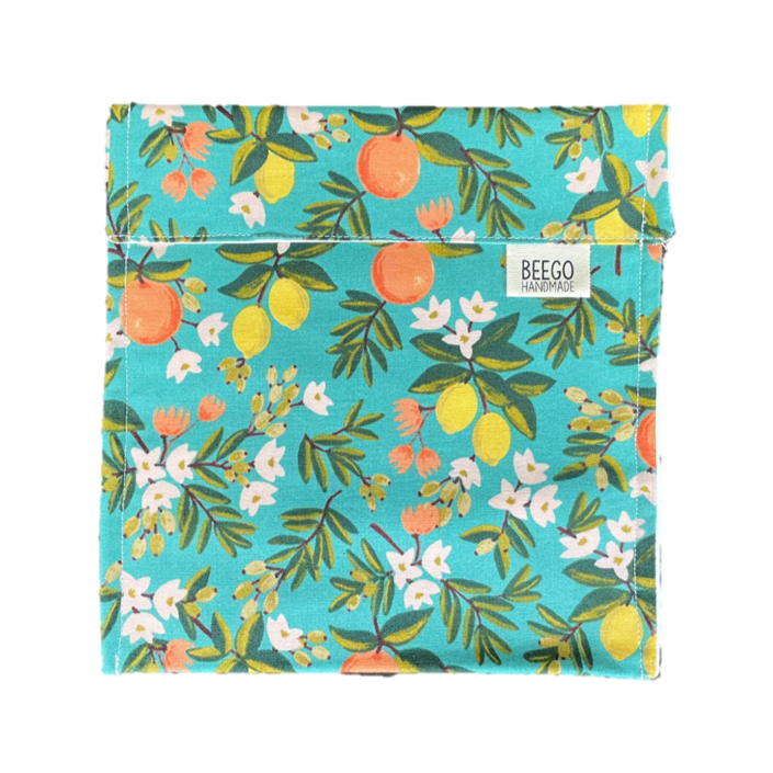 Reusable Snack and Sandwich Bag Teal Citrus Singapore