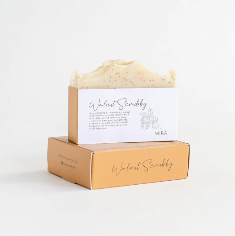 Handcrafted Cold Processed Vegan Artisan Soap Bar Singapore Walnut Scrub