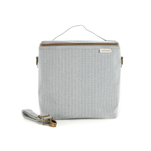 SoYoung Insulated Lunch Bag Pinstripe Heather Grey Linen Singapore