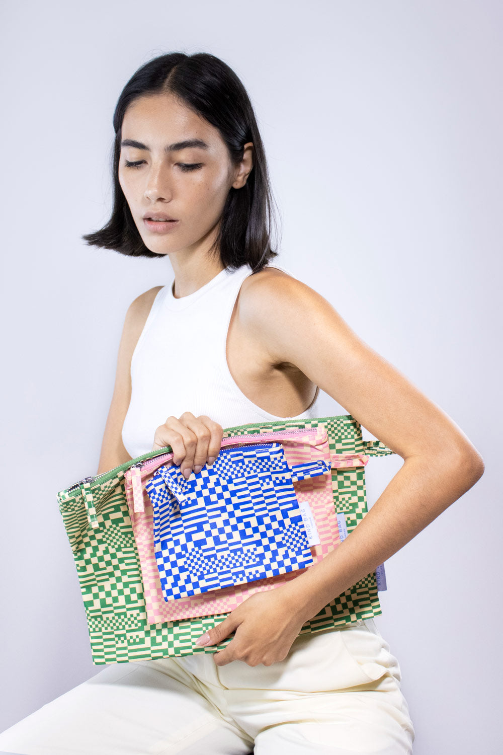 Kind Bag Recycled Plastic Pouch Trippy Checkerboard Singapore