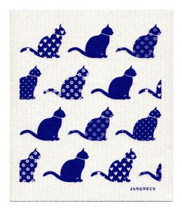 Swedish Dishcloth Blue Cats