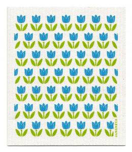 Swedish Dishcloth Turquoise Tulips