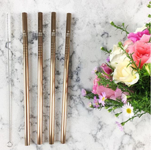 Rose Gold Straw with Straw Cleaner