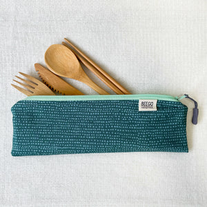 Travel Bamboo Cutlery Pouch Set Snow Flurry Singapore