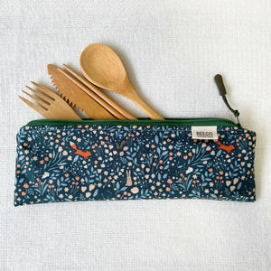 Travel Bamboo Cutlery Pouch Set Tiny Forest Singapore